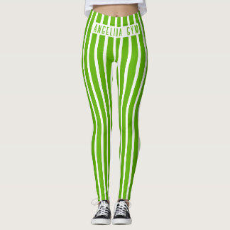 Benutzerdefinierter Name Fitnessstudio Grün und We Leggings
