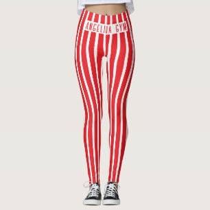 Benutzerdefinierter Name Fitnessstudio Rot und Wei Leggings