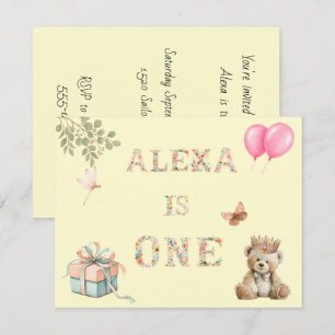Benutzerdefinierter Name Florale Buchstaben Geburt Einladung