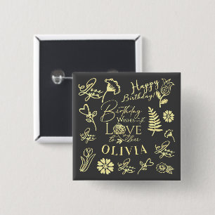 Benutzerdefinierter Name Florale Typografie Geburt Button