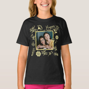 Benutzerdefinierter Name Foto Florale Typografie G T-Shirt