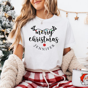 Benutzerdefinierter Name Frohe Weihnachten Rentier T-Shirt