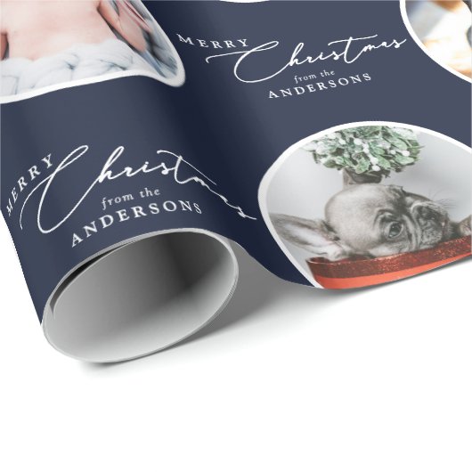 Benutzerdefinierter Name Frohe Weihnachten Skript  Geschenkpapier (Rolleneckpunkt)