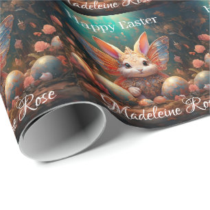 Benutzerdefinierter Name Frohlicher Osterhase mit Geschenkpapier