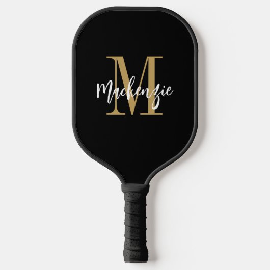 Benutzerdefinierter Name für Monogramm-Skripte Pickleball Schläger (Vorderseite)