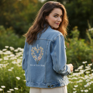 Benutzerdefinierter Name Gänseblümchen Herz Valent Jeansjacke