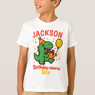 Benutzerdefinierter Name Geburtstags-Dinosaurier-P T-Shirt