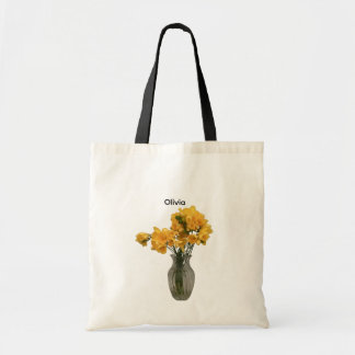 Benutzerdefinierter Name Gelbe Freesien Blumen  Tragetasche