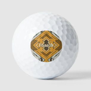 Benutzerdefinierter Name Geometrisch Rustikal Brau Golfball