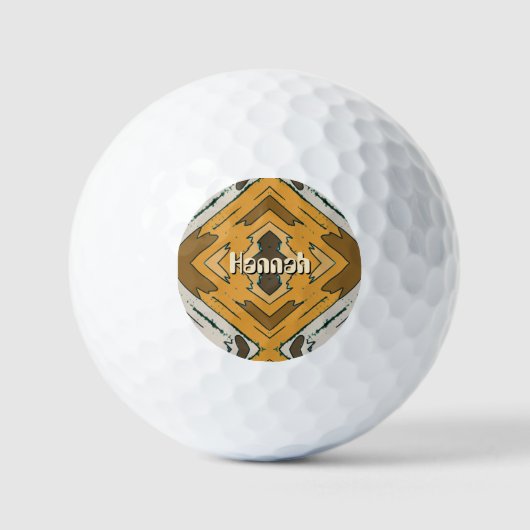 Benutzerdefinierter Name Geometrisch Rustikal Brau Golfball (Vorderseite)
