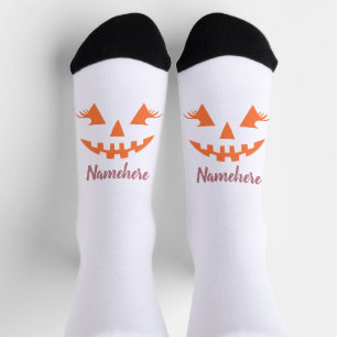 Benutzerdefinierter Name Girly Jack O Lantern Kürb Socken