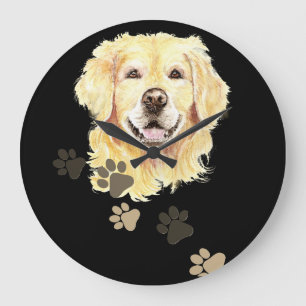Benutzerdefinierter Name Golden Retriever Hund Ha Große Wanduhr