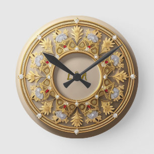 🌸 Benutzerdefinierter Name Golden Verziert Elegan Runde Wanduhr