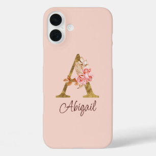 Benutzerdefinierter Name Goldfolie Blush Rosa Rose iPhone 16 Plus Hülle