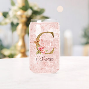 Benutzerdefinierter Name Goldfolie Blush Rosa Rose Dosenglas