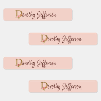 Benutzerdefinierter Name Goldfolie Blush Rosa Rose Etiketten