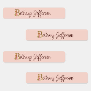 Benutzerdefinierter Name Goldfolie Blush Rosa Rose Etiketten