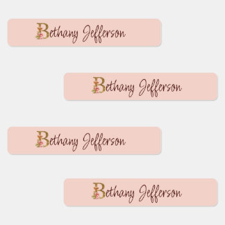 Benutzerdefinierter Name Goldfolie Blush Rosa Rose Etiketten