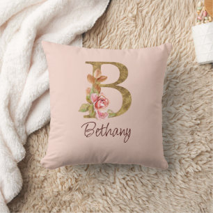Benutzerdefinierter Name Goldfolie Blush Rosa Rose Kissen