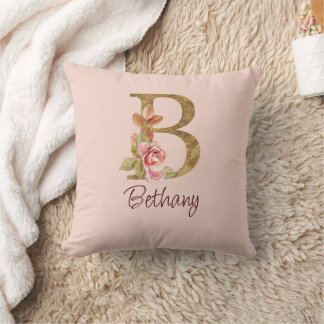 Benutzerdefinierter Name Goldfolie Blush Rosa Rose Kissen