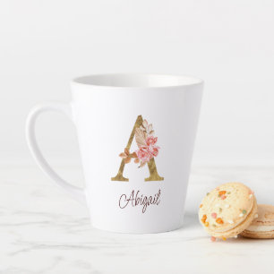 Benutzerdefinierter Name Goldfolie Blush Rosa Rose Milchtasse