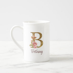 Benutzerdefinierter Name Goldfolie Blush Rosa Rose Porzellantasse