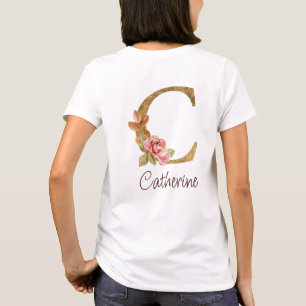 Benutzerdefinierter Name Goldfolie Blush Rosa Rose T-Shirt
