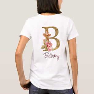 Benutzerdefinierter Name Goldfolie Blush Rosa Rose T-Shirt