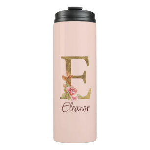 Benutzerdefinierter Name Goldfolie Blush Rosa Rose Thermosbecher
