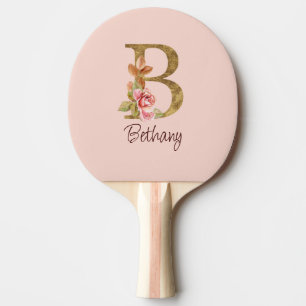 Benutzerdefinierter Name Goldfolie Blush Rosa Rose Tischtennis Schläger