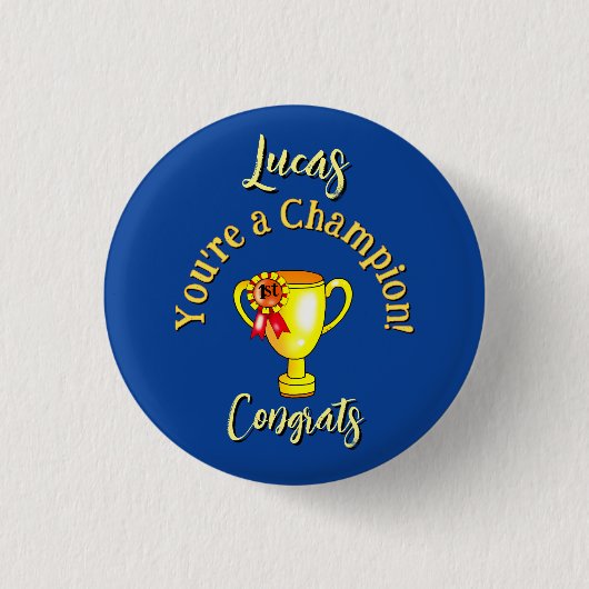 Benutzerdefinierter Name Gratulations-Champion-Tro Button (Vorderseite)