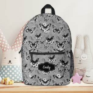 Benutzerdefinierter Name Grauer Schmetterling Ruck Bedruckter Rucksack