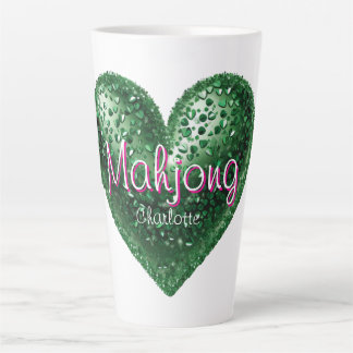Benutzerdefinierter Name Grün Rosa Glitter Herz Ma Milchtasse