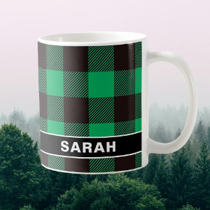 Benutzerdefinierter Name Grün & Schwarz Buffalo Ka Kaffeetasse