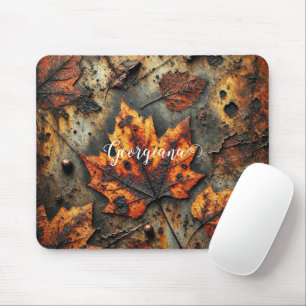 Benutzerdefinierter Name Grungy Herbstliche Indust Mousepad