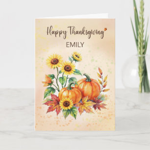 Benutzerdefinierter Name Happy Thanksgiving Sonnen Karte