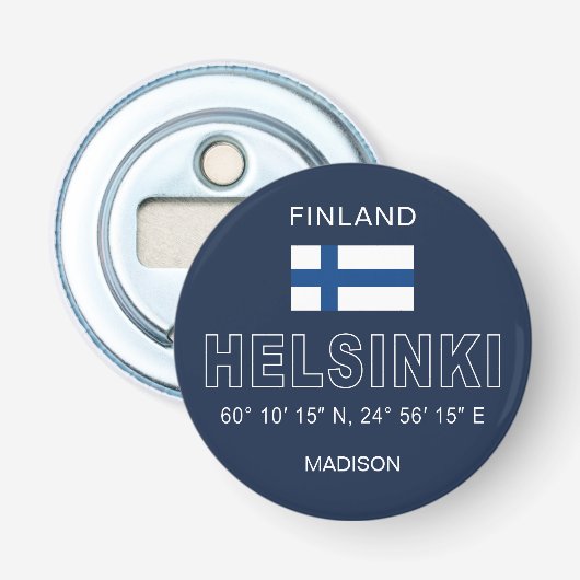 Benutzerdefinierter Name Helsinki Koordinaten Flaschenöffner (Vorderseite)