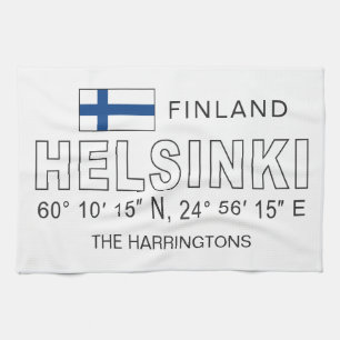 Benutzerdefinierter Name Helsinki Koordinaten Geschirrtuch