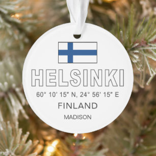 Benutzerdefinierter Name Helsinki Koordinaten Ornament