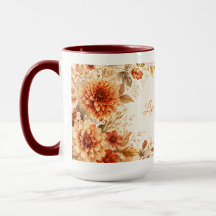 Benutzerdefinierter Name Herbst Floral Live Laugh  Tasse