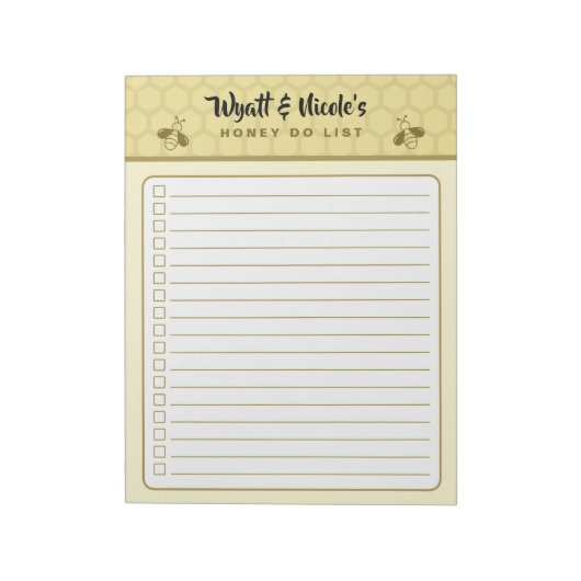 Benutzerdefinierter Name Honey Do List Notizblock (Rotiert)