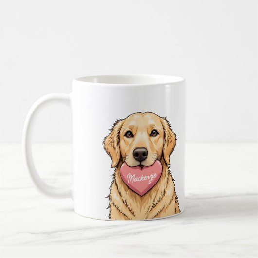 Benutzerdefinierter Name Hund mit Herz Frohen Vale Kaffeetasse (Links)