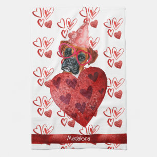 Benutzerdefinierter Name Hunde Liebhaber Valentins Geschirrtuch