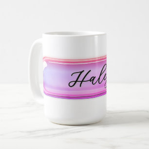Benutzerdefinierter Name Irisierendes Lila Glas Kaffeetasse
