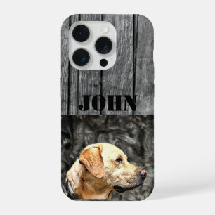 Benutzerdefinierter Name Jagdhund Rustikal Gelber iPhone 15 Pro Hülle