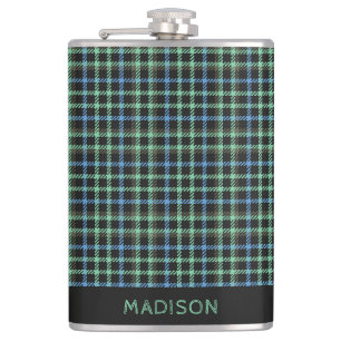 Benutzerdefinierter Name Karo / Tartan Muster Flachmann