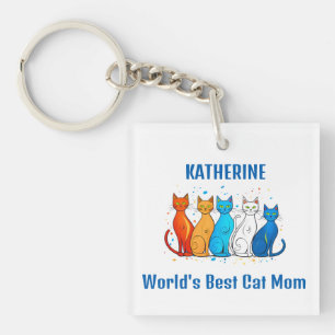 Benutzerdefinierter Name Katzen-Thema Bunt Beste K Schlüsselanhänger