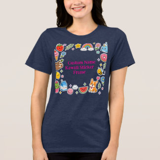 Benutzerdefinierter Name Kawaii Aufkleber Rahmen Tri-Blend Shirt