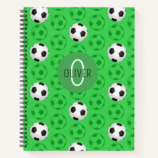 Benutzerdefinierter Name Kinderfußball Grün Notizblock (Vorderseite)