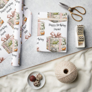 Benutzerdefinierter Name Kindergeburtstag Geschenkpapier